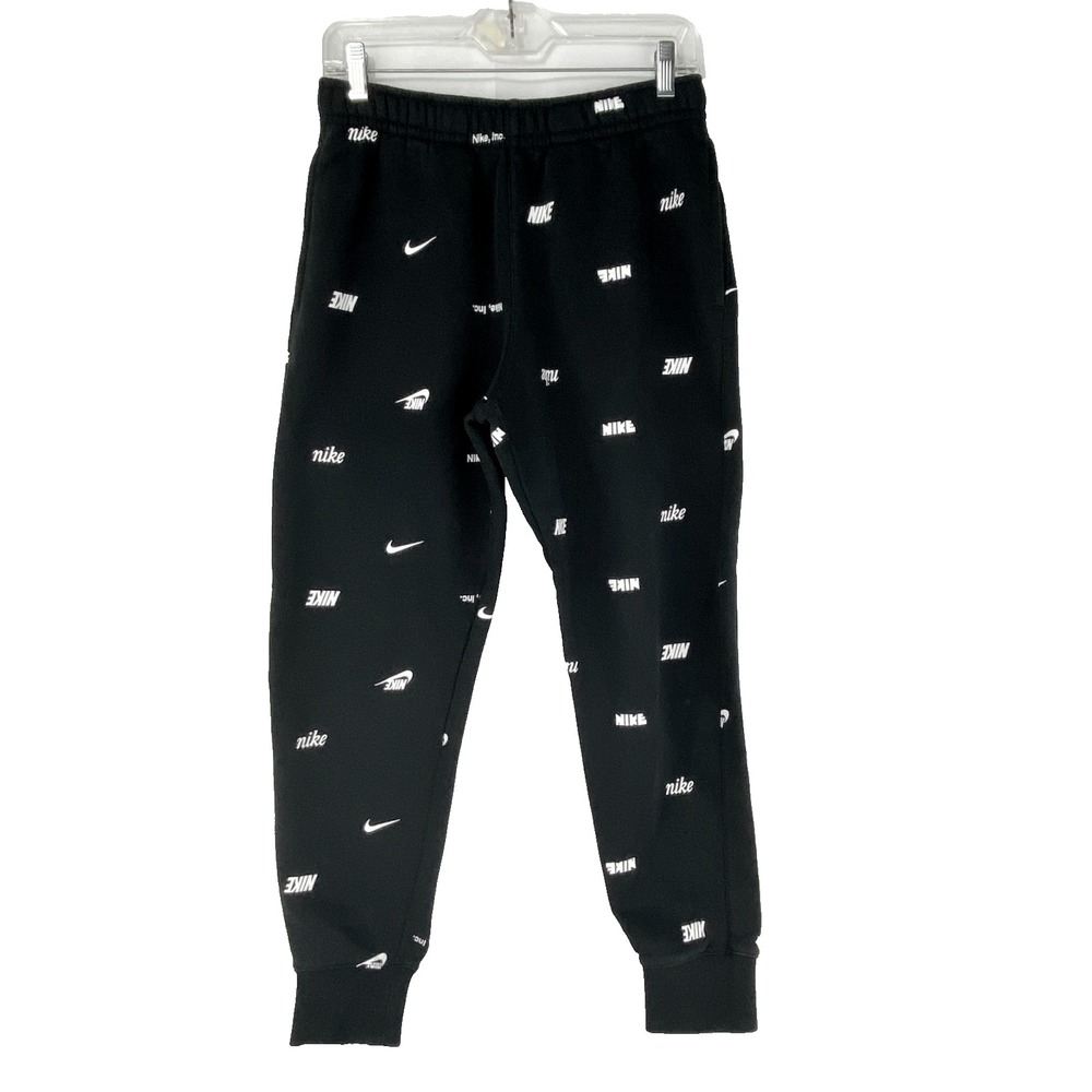 NIKE Joggers Logo Sweat Pants Women's S Black White Training Sports Pants LKNU